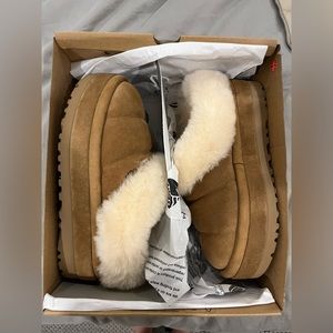 UGG Tazzlita Suede And Sheepskin Platform Slippers